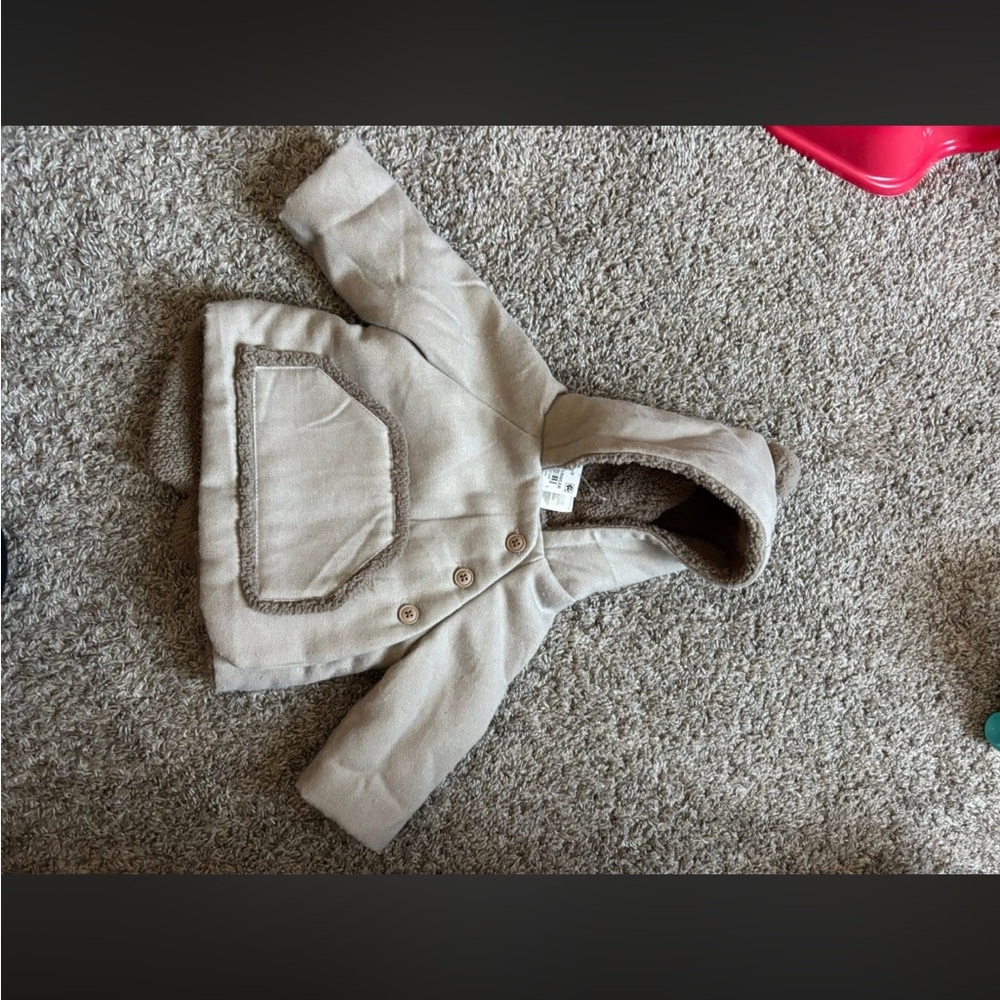 Cozy Tan Kids Pea Coat with Hood